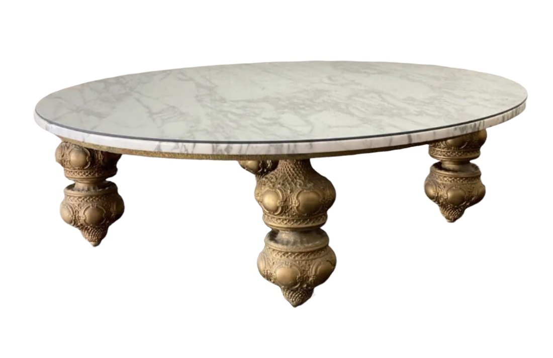 Extra Large Mid-Century Marble and Brass Coffee Table (1 of 2)