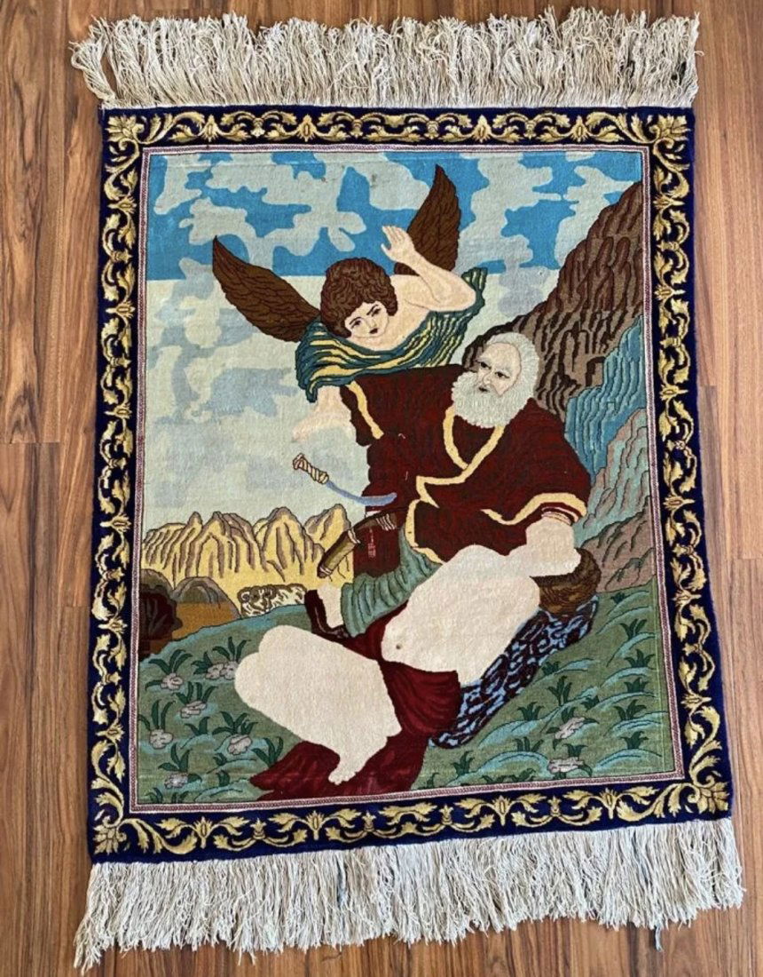Abraham and Isaac Pictorial Hand-Made Persian Rug (1 of 5)