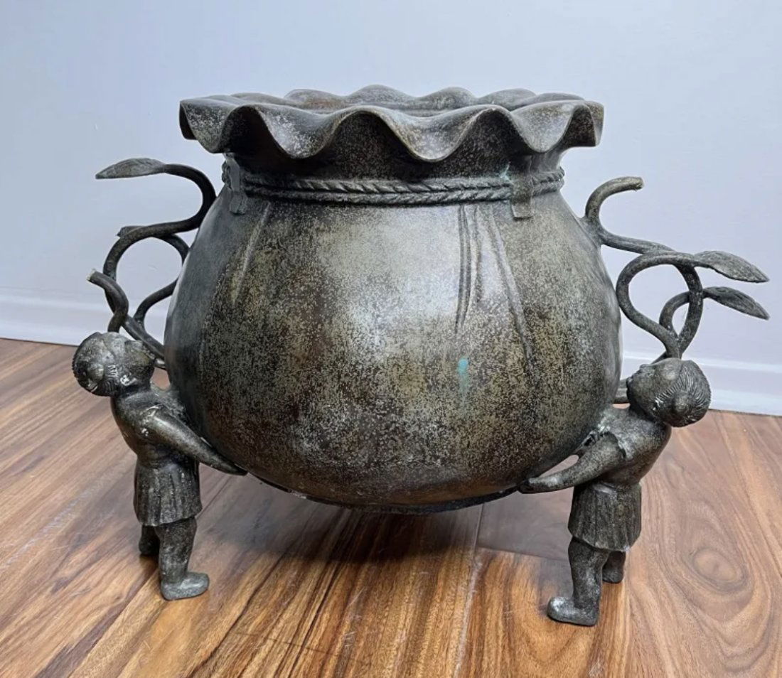 Chinese bronze Planter Sculpture (1 of 3)