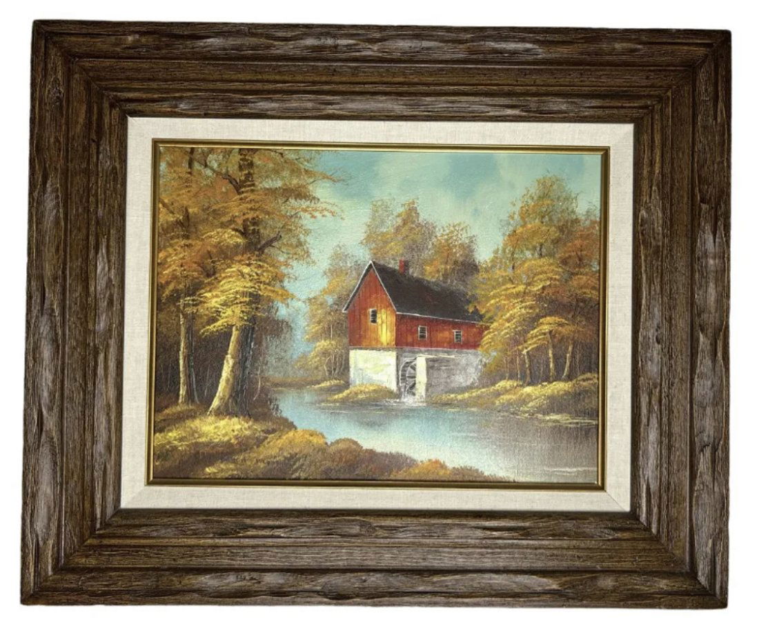 Waterwheel Oil on Canvas Painting by Robert M. (1 of 4)