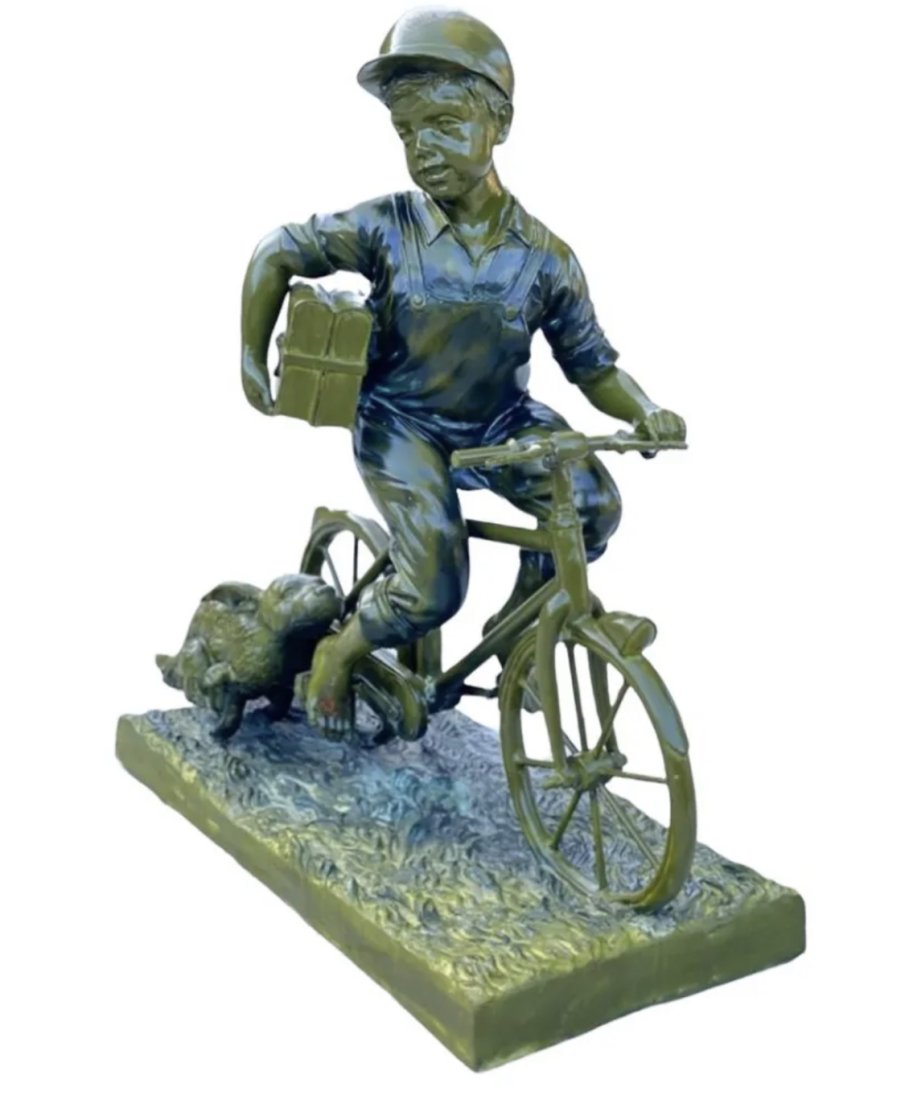 Life Size Bronze Boy on Bike Sculpture By Jim Davidson (1 of 3)