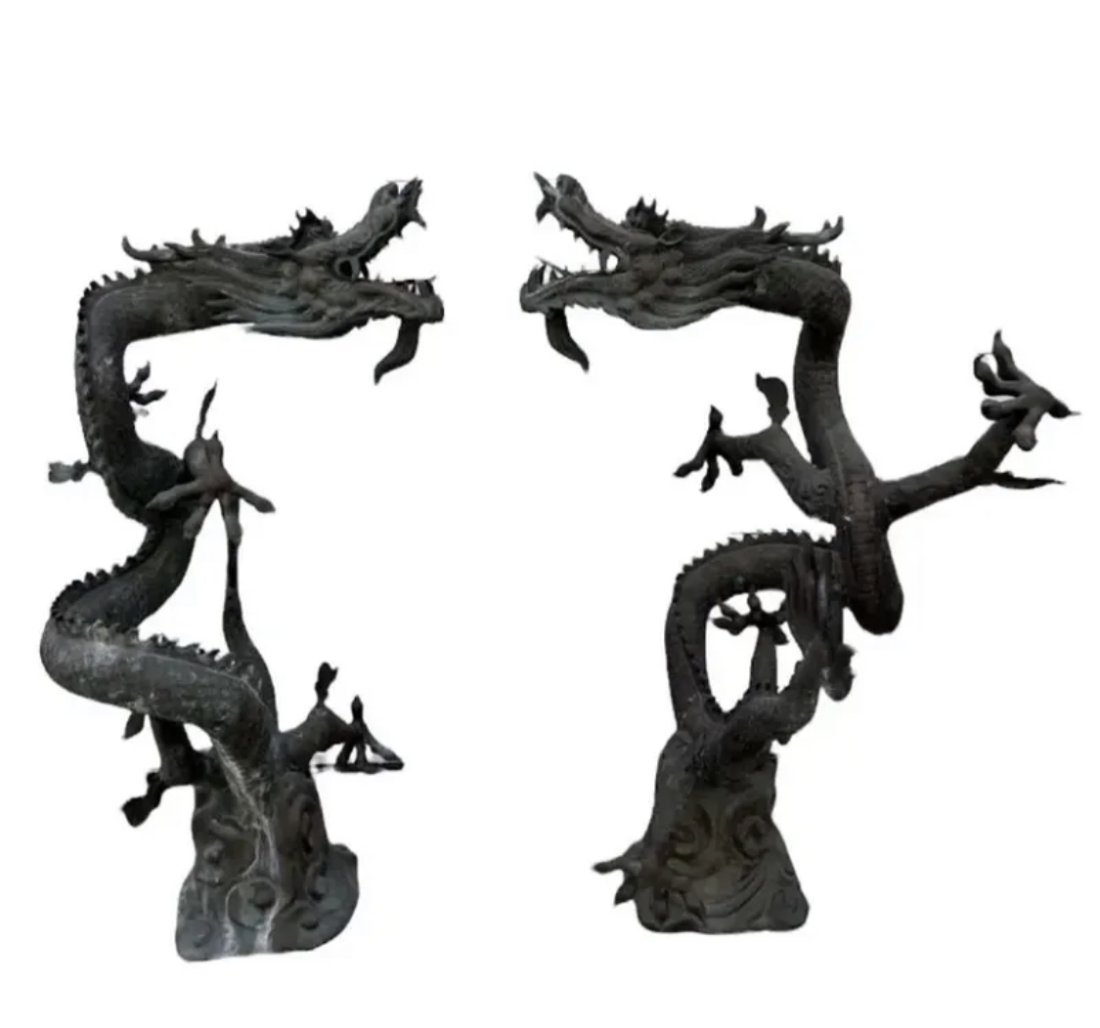 Huge Pair of Bronze Dragons Sculptures (1 of 3)