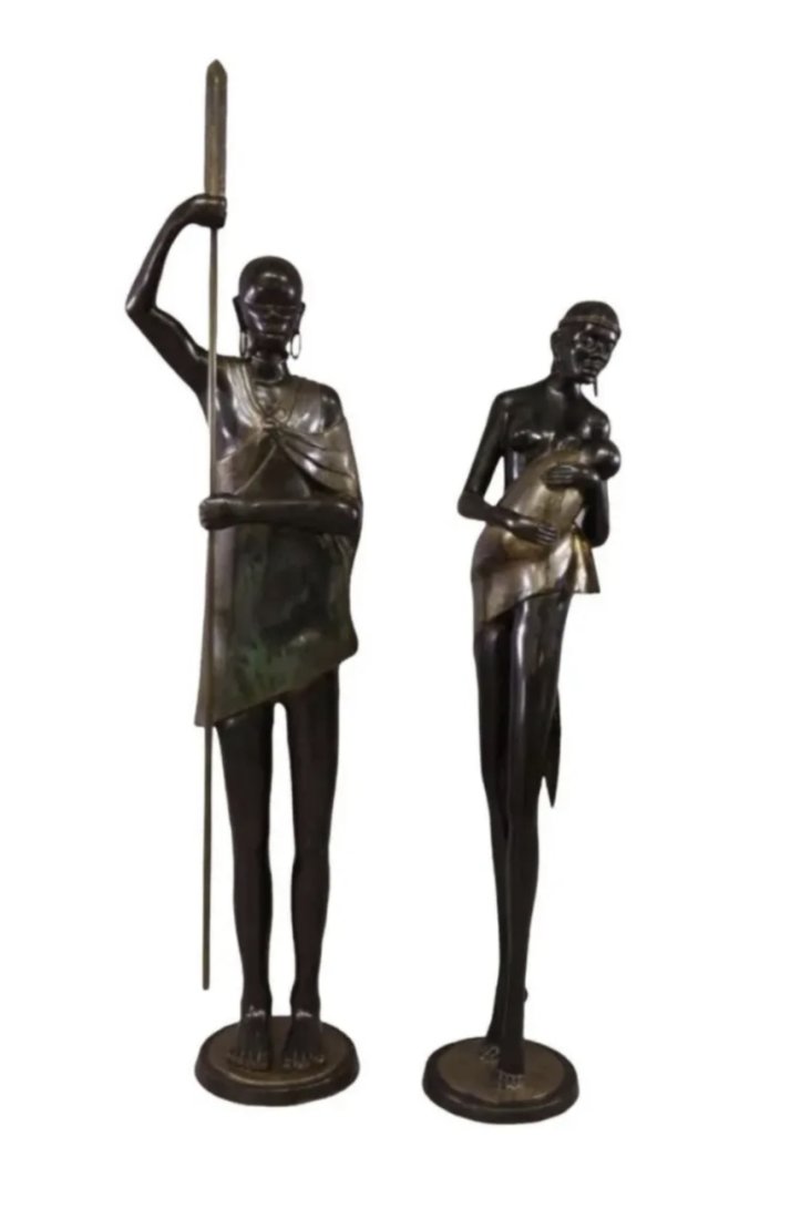 Pair of Life Size Bronze African Sculptures (1 of 3)