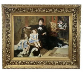 Madame Georges Charpentier and Her Children on Canvas After Auguste Renoir: Measurements: Size: 56 in L x 45 - Frame is Extremely heavy