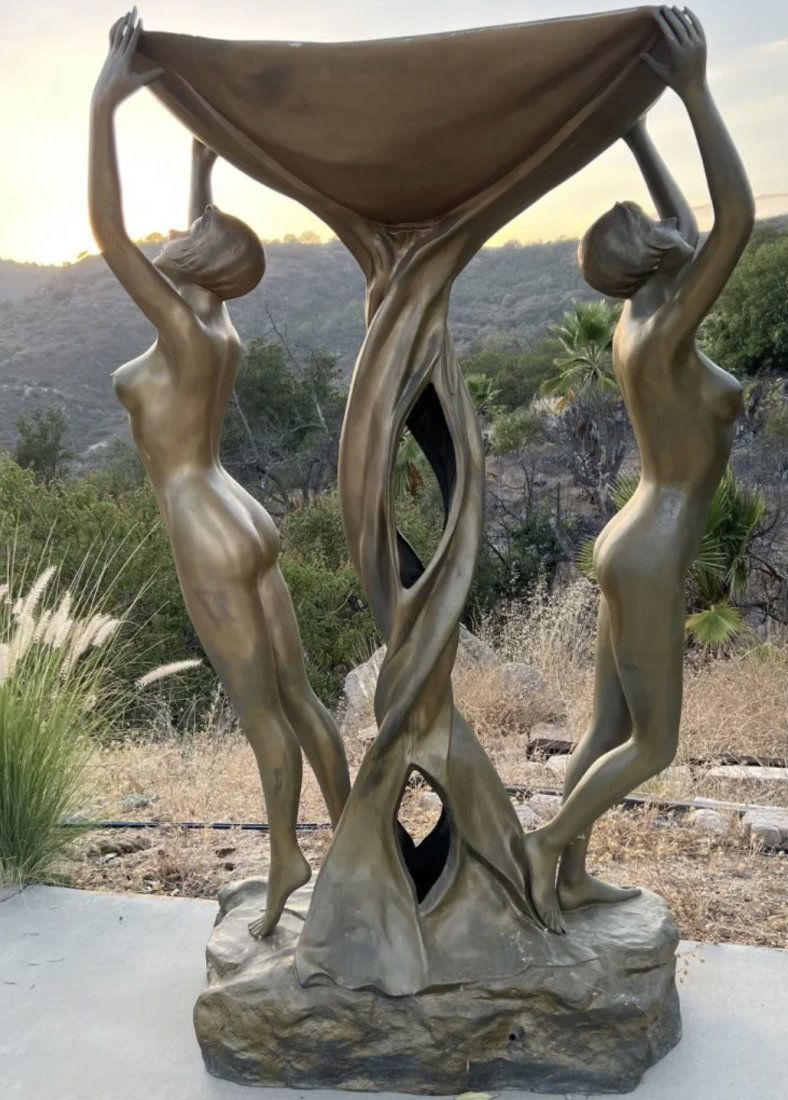 Art Deco Life Size Ladies Bronze Sculpture Fountain (1 of 5)