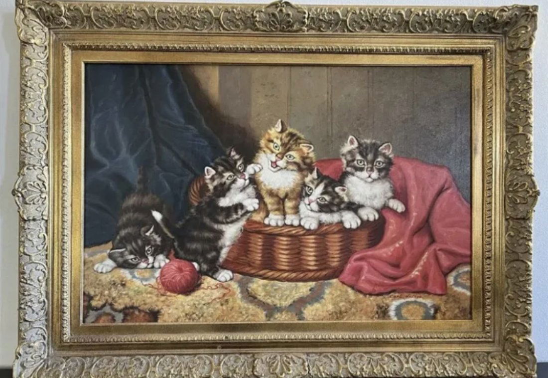 Large Cat Family Oil On Canvas (1 of 4)