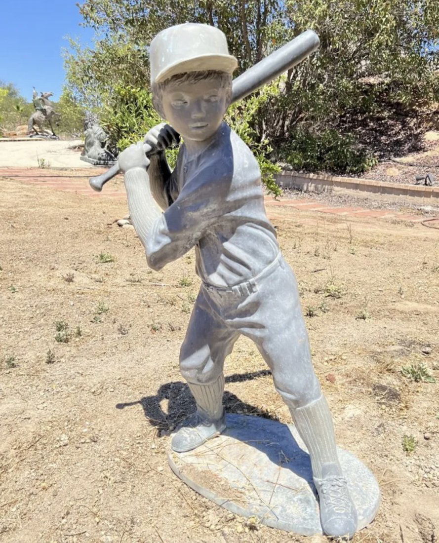 Life Size Boy Playing Baseball Bronze Sculpture (1 of 4)