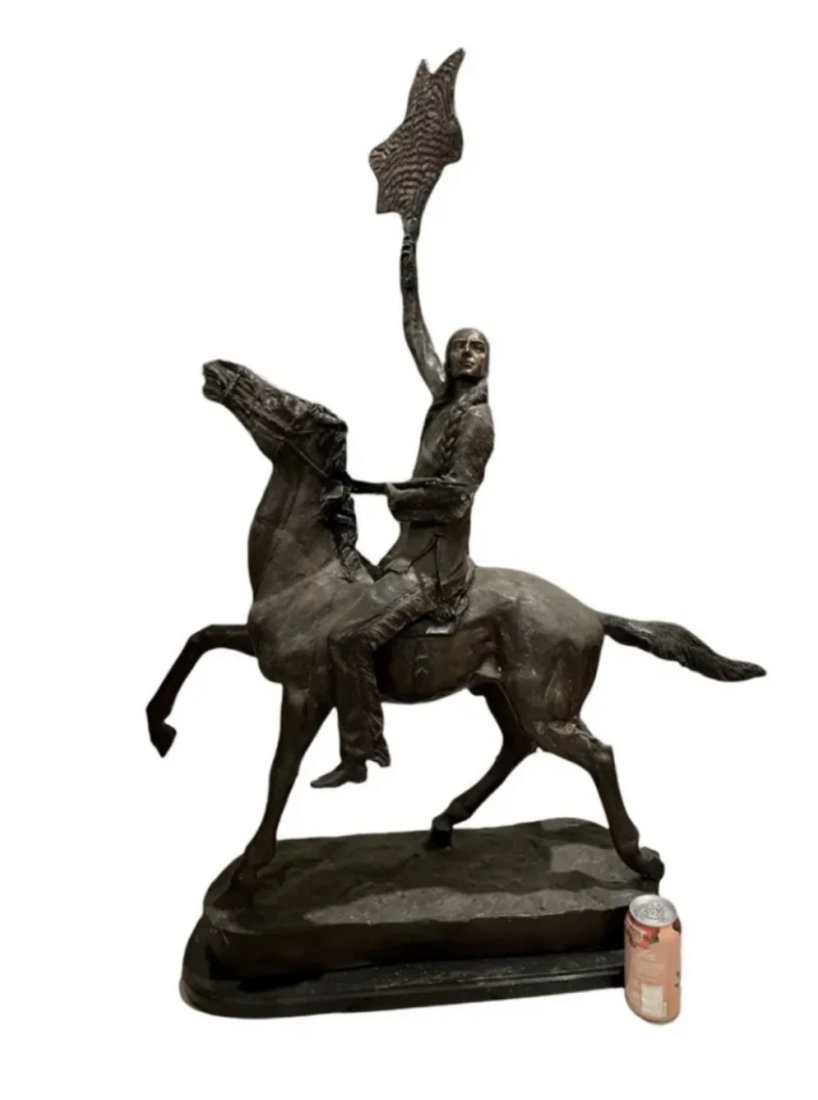 Huge Buffalo Signal After Frederic Remington Bronze Sculpture (1 of 4)