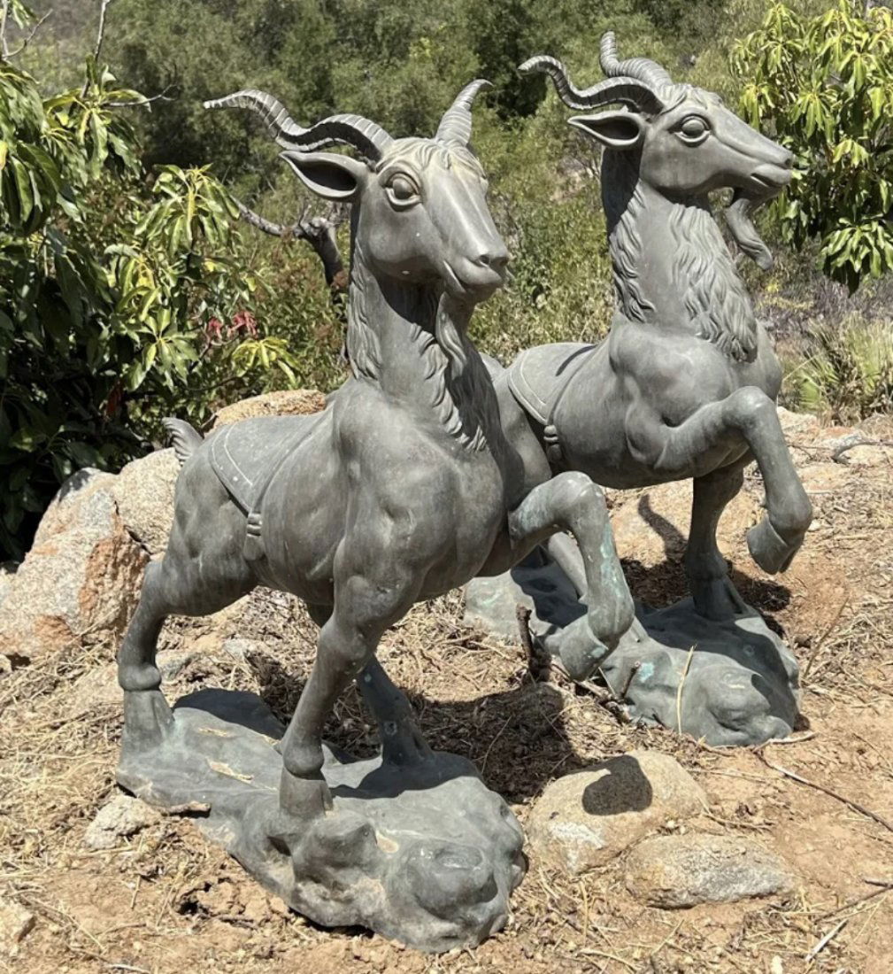 Pair of Bronze Goats Sculptures (1 of 3)
