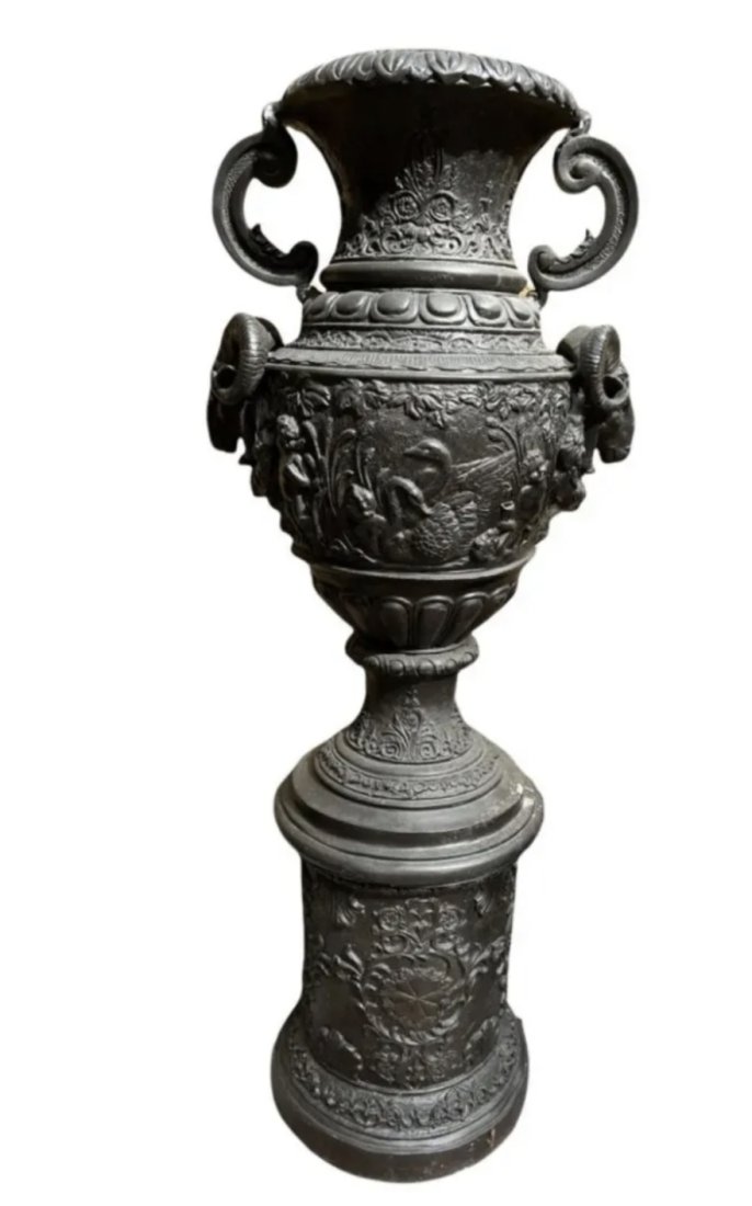Large Bronze Urn and Pedestal (1 of 3)