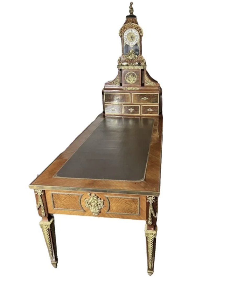 Italian-French Style Cherubs Desk And Italian Tiffany Clock (1 of 4)