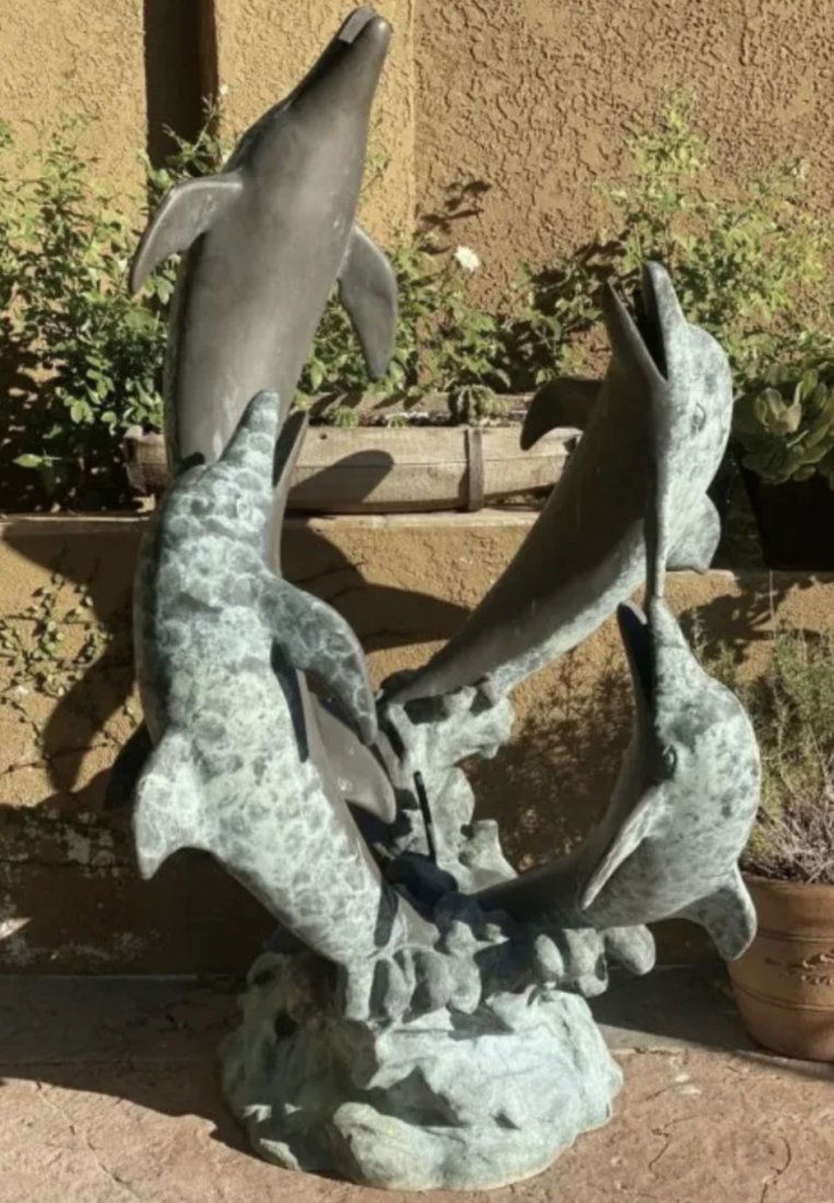 Large Bronze Dolphins Fountain (1 of 1)