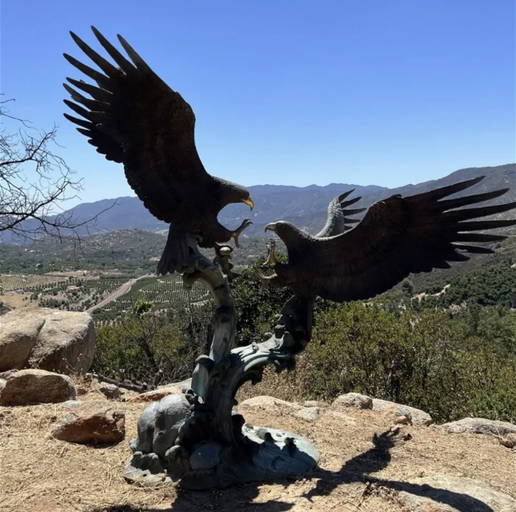 Monumental Life Size Bronze Eagles Sculptures