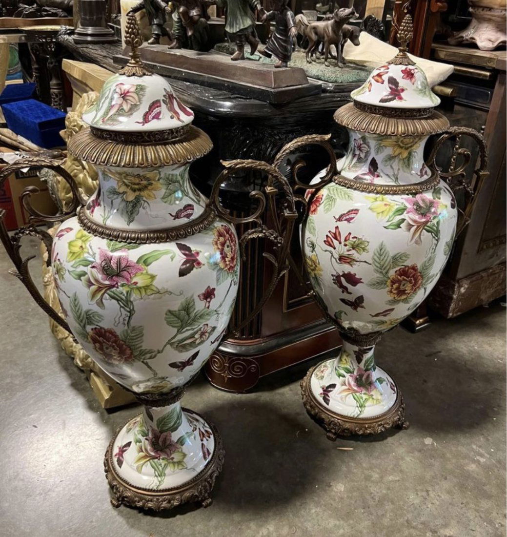 Large Bronze and Porcelain Urns (1 of 4)