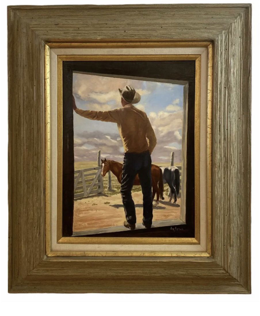 Cowboy Western Oil on Panel Painting by Joy Lynch (1 of 4)