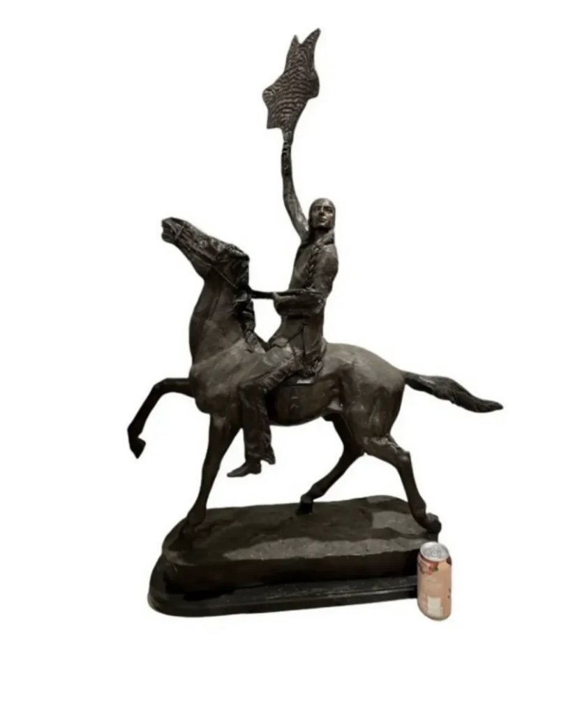 45 in Huge Buffalo Signal After Frederic Remington Bronze Sculpture (1 of 4)