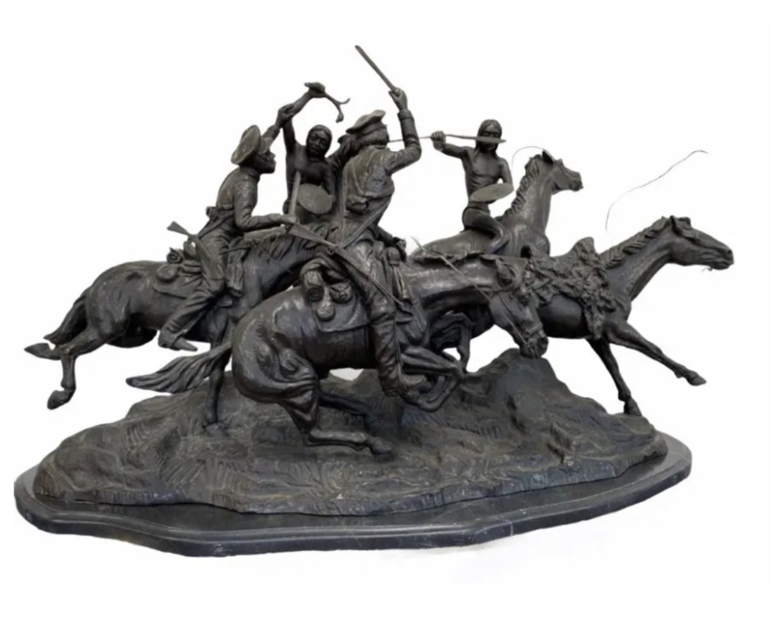 Massive After Frederic Remington Bronze Dragoons Sculpture (1850-1917) (1 of 6)