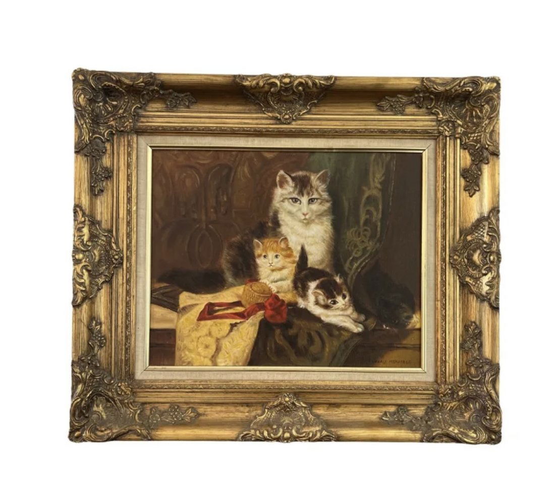 Mom Cat and Kitten Oil Painting by Gerald Merfeld (1 of 4)