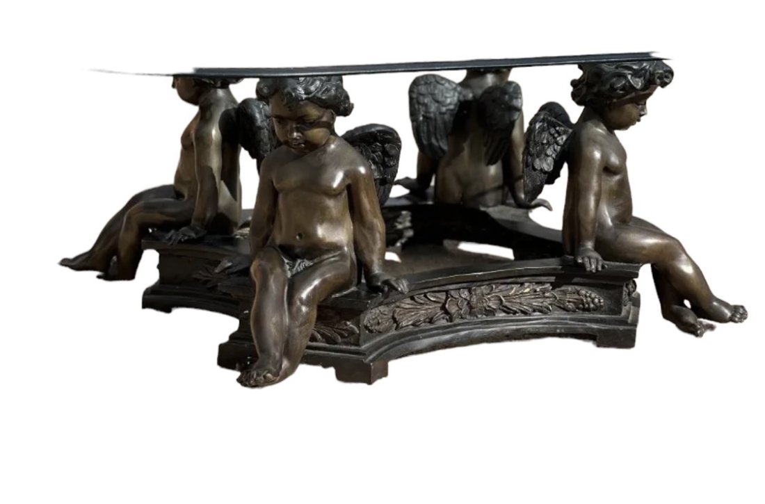 54 inches Large Cherubs Coffee Table bronze Sculptures (1 of 2)