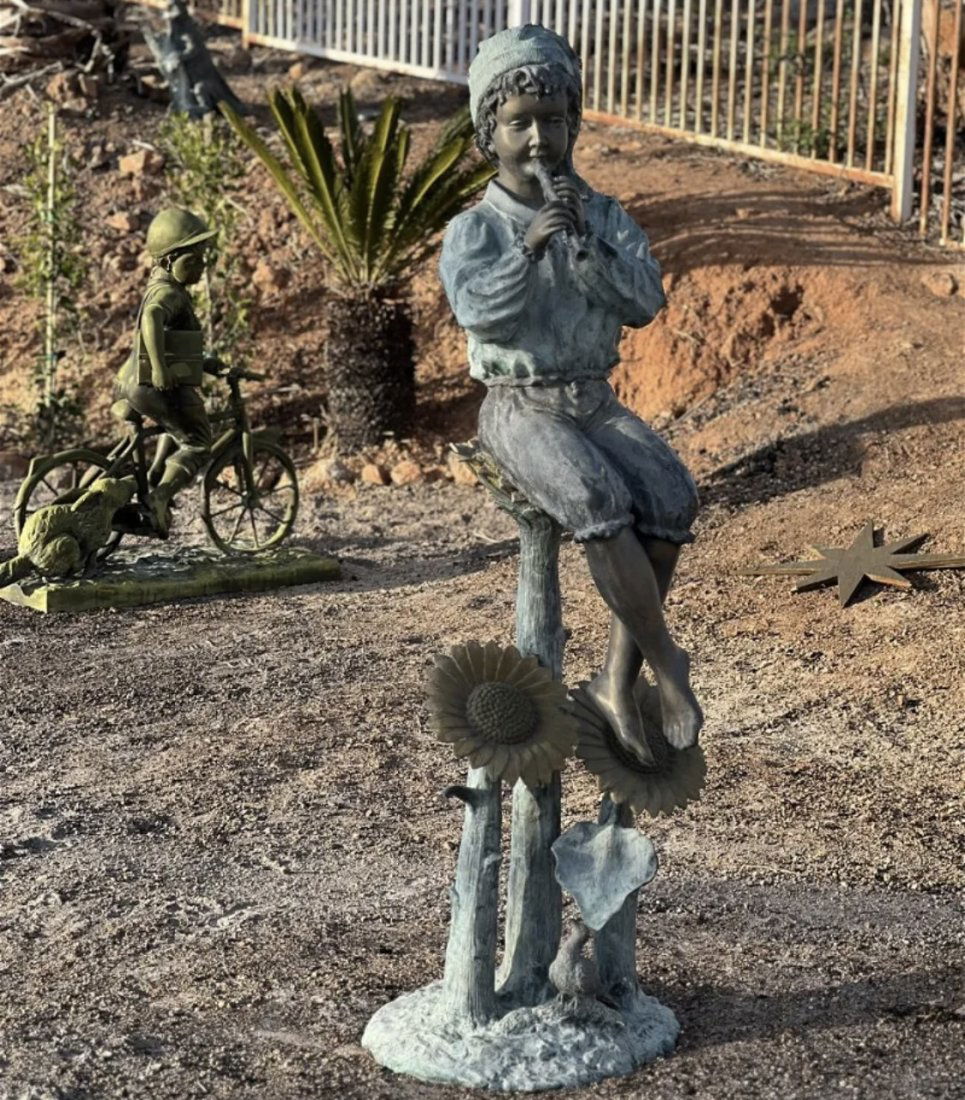 Life Size Bronze Boy Playing The Flute (1 of 5)