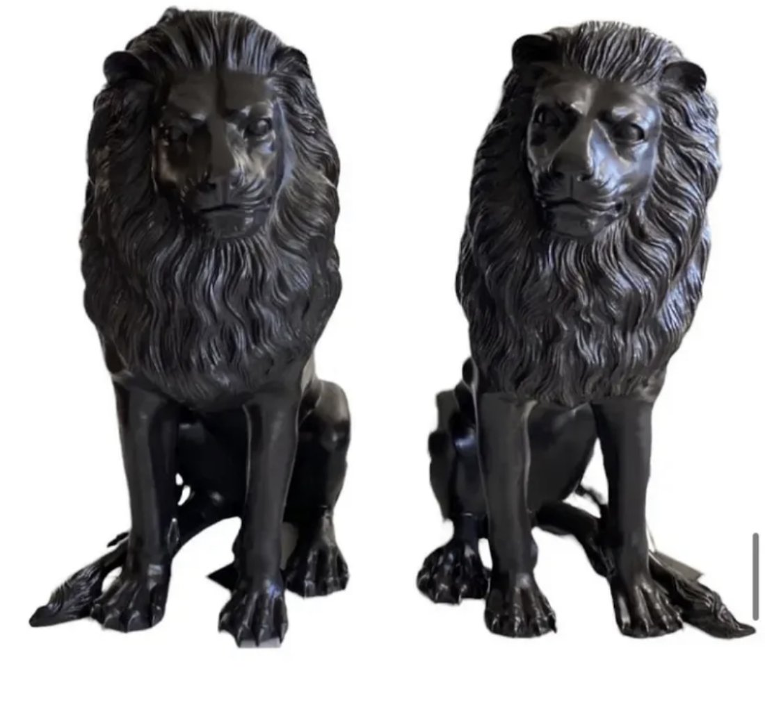 40In H Pair of Bronze Lions Sculptures (1 of 4)