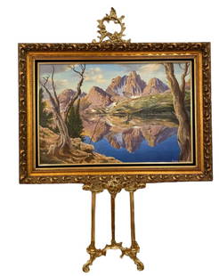 1982 Large Reflection Landscape Oil Painting by Maurice Green: Oil on Canvas -1982-Signed. Measurements: 44in L x 32in H (Framed) -