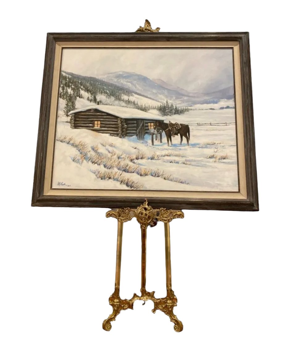 1989 Large Western Oil Painting by L. R. Lusk (1 of 4)