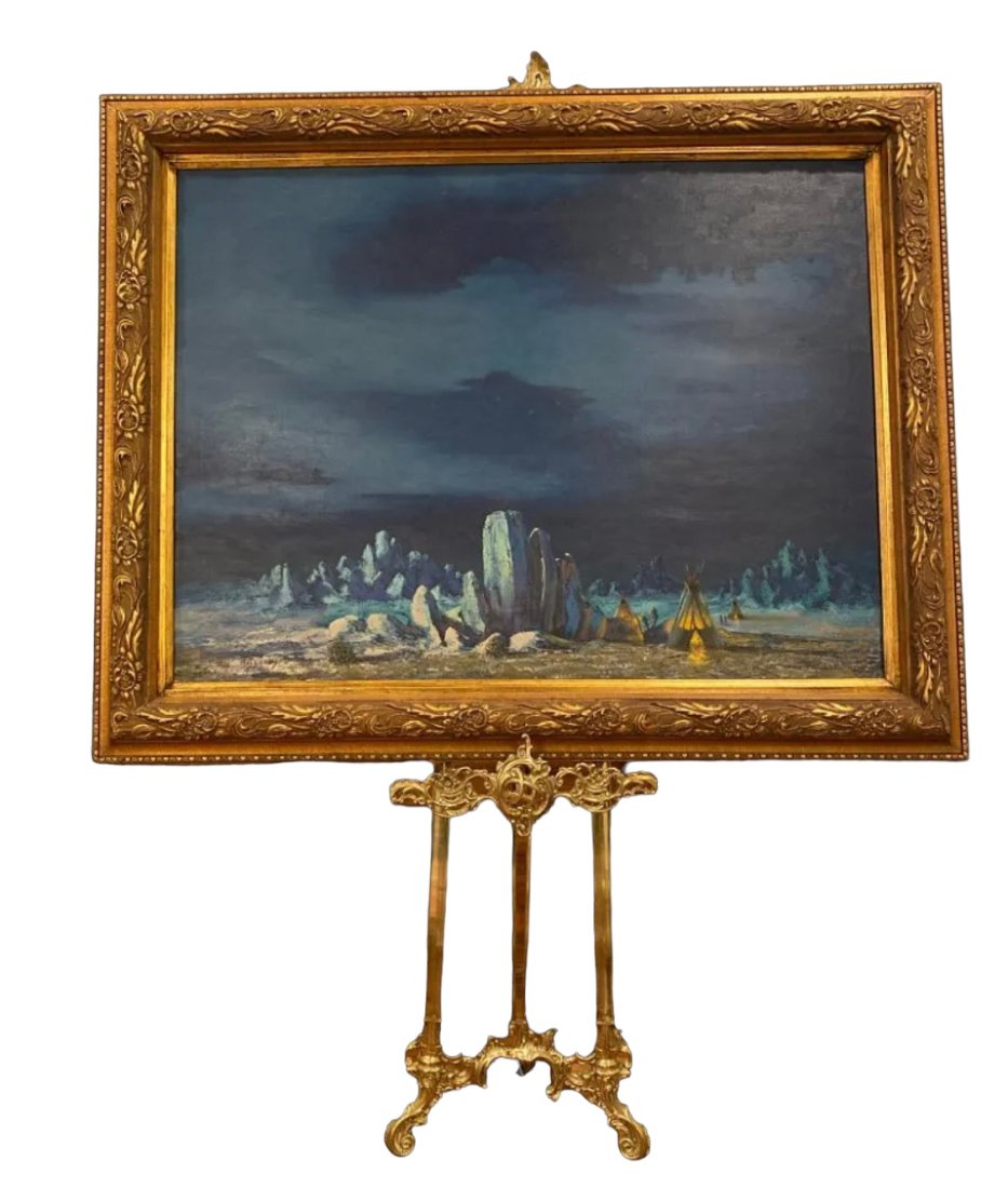 Taos Winter Encampent Oil Painting by  Thomas L. Lewis (1 of 5)