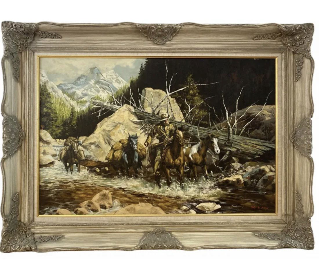 Crossing the River Oil on Canvas by Carlos M. Ortega (1 of 4)