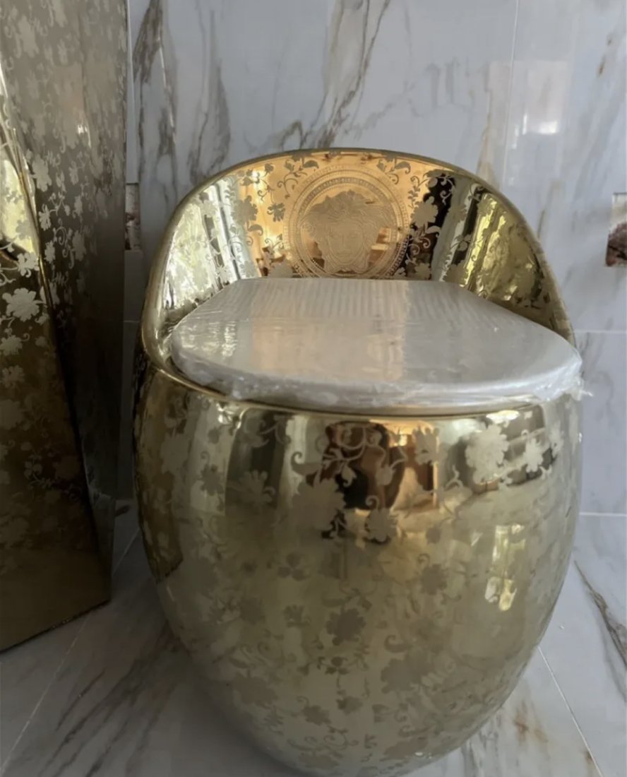 Unused Versace Style Gold Toilet (1 of 4)