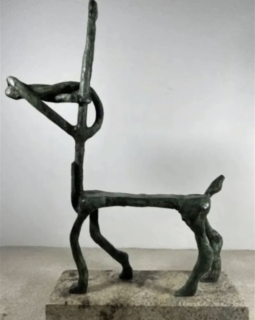 Large Modern Bronze Sculpture After Jacques Lipchitz: measurements: 15 in H x 9.5 in L x 3.5 in W