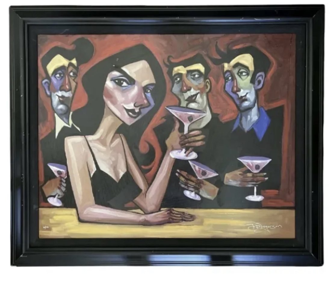TIM ROGERSON -MIDNIGHT MARTINIS GICLEE OIL ON CANVAS (1 of 1)