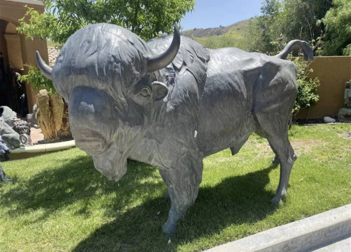 Monumental Life Size Buffalo Bronze Sculpture