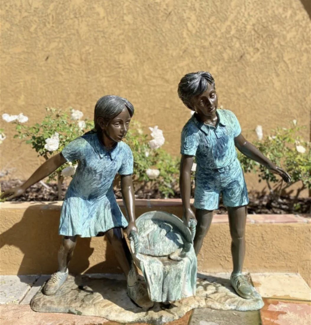 Life size Kids Bronze Sculptural Fountain (1 of 3)