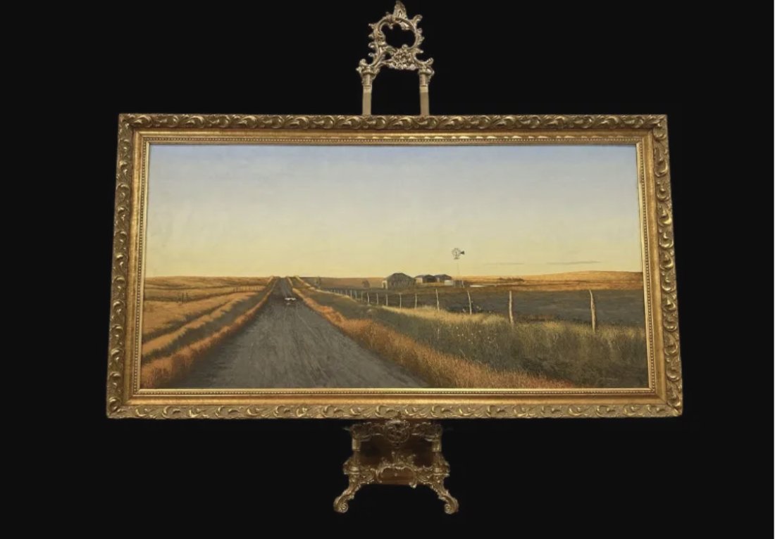 Huge Windmill and Tank Oil Painting by Walt Johnston (1 of 3)