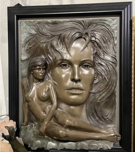 Large Nude Lady Bronze Relief Bill Mack Sculpture: Measurements: 60 in H x 50 in