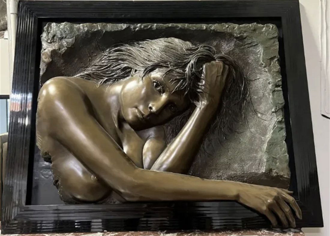 Large Nude Lady Bronze Relief Bill Mack Sculpture: Measurements: 50 in x 40 inches
