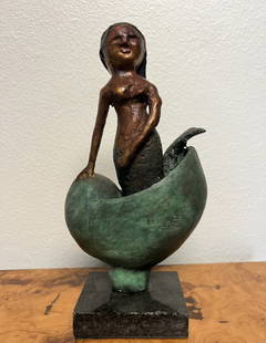 Mermaid Bronze Sculpture - Sergio Bustamante: Measurements: 10 in x 5 in