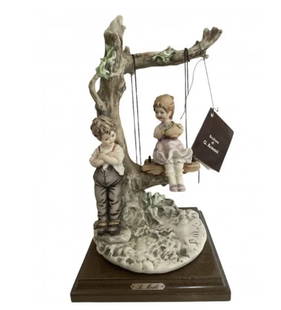 1983 Boy and Girl Swing Italian Capodimonte Figurine: Measurements: 12 in H x 7 in L x 6 in W