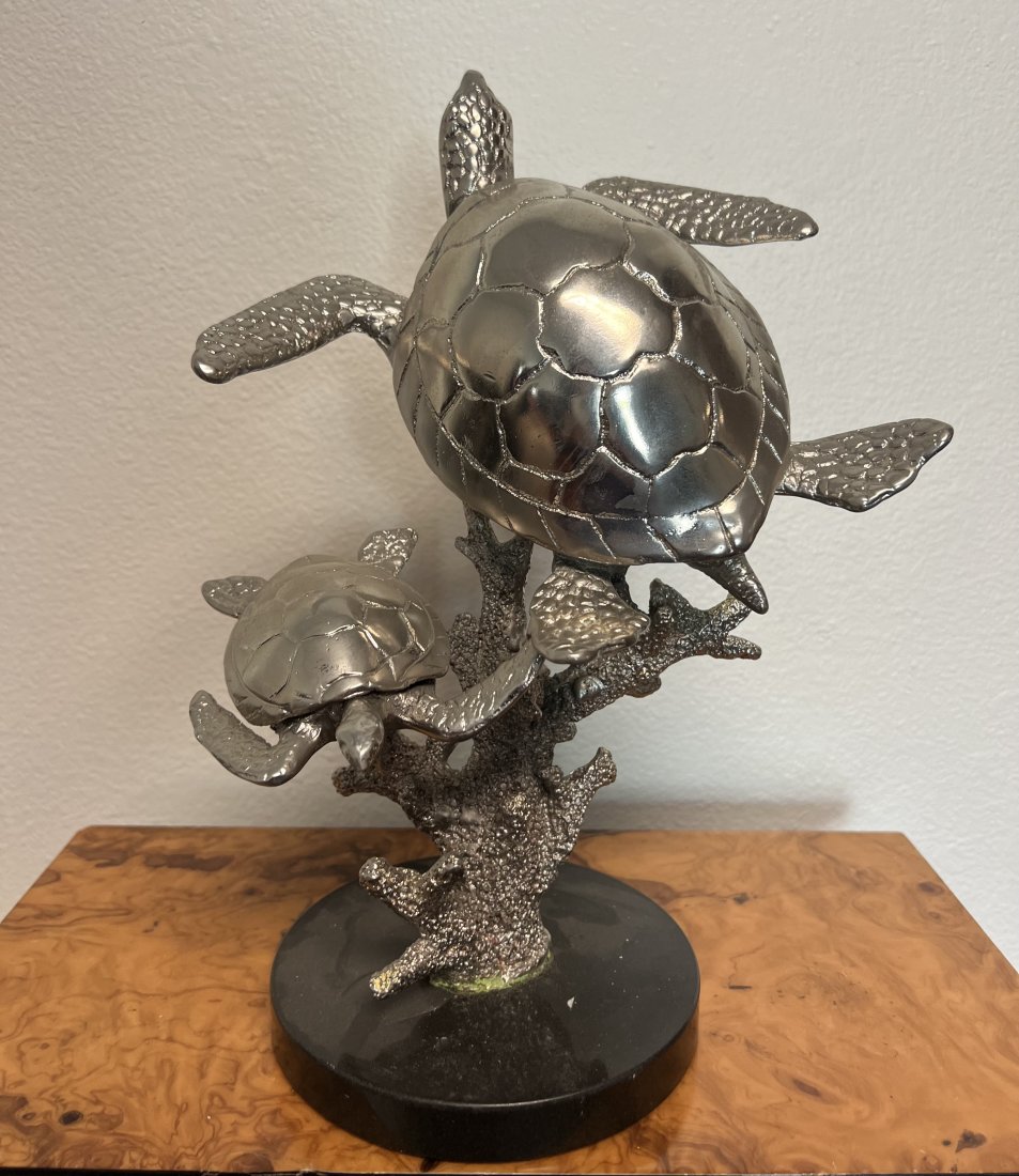 Bronze Turtles Sculpture: Measurements: 12 in H x 10 in