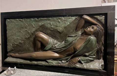 Large Nude Lady Bronze Relief Bill Mack Sculpture: Measurements: 73 in L x 40 in H