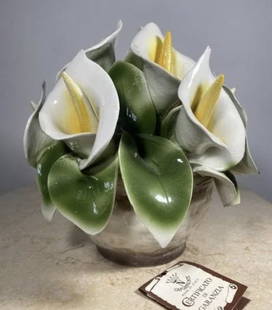 Italian Capodimonte Gannets Flowers: Measurements: 8 in H x 7 in D