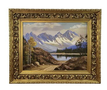 1987 Lanscape Fine Oil Painting by Maurice Green: Hand - Oil painting on wood panel - Frame size 55 x 45 in