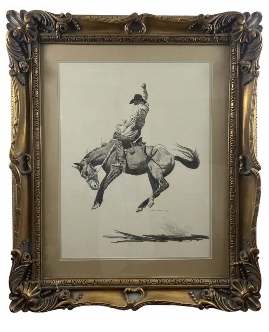 1984 Horse Cowboy Pencil Art by Walt Johnston (1 of 5)