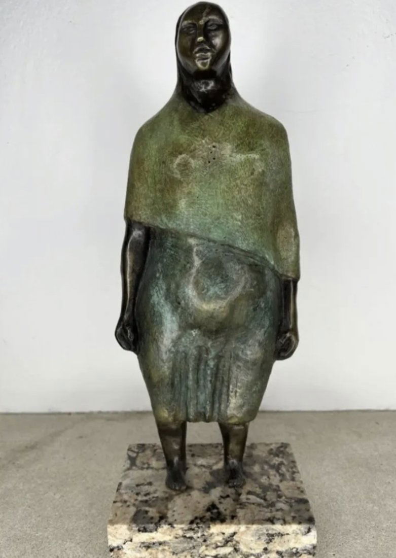 Navajo Native Woman Figure Bronze Sculpture - Zuniga (1 of 3)