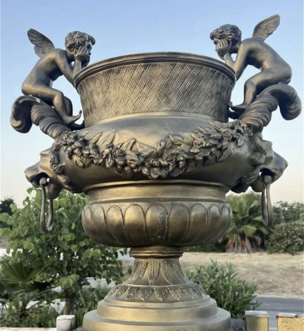 Large Cherubs and Lions Bronze Planter (1 of 3)