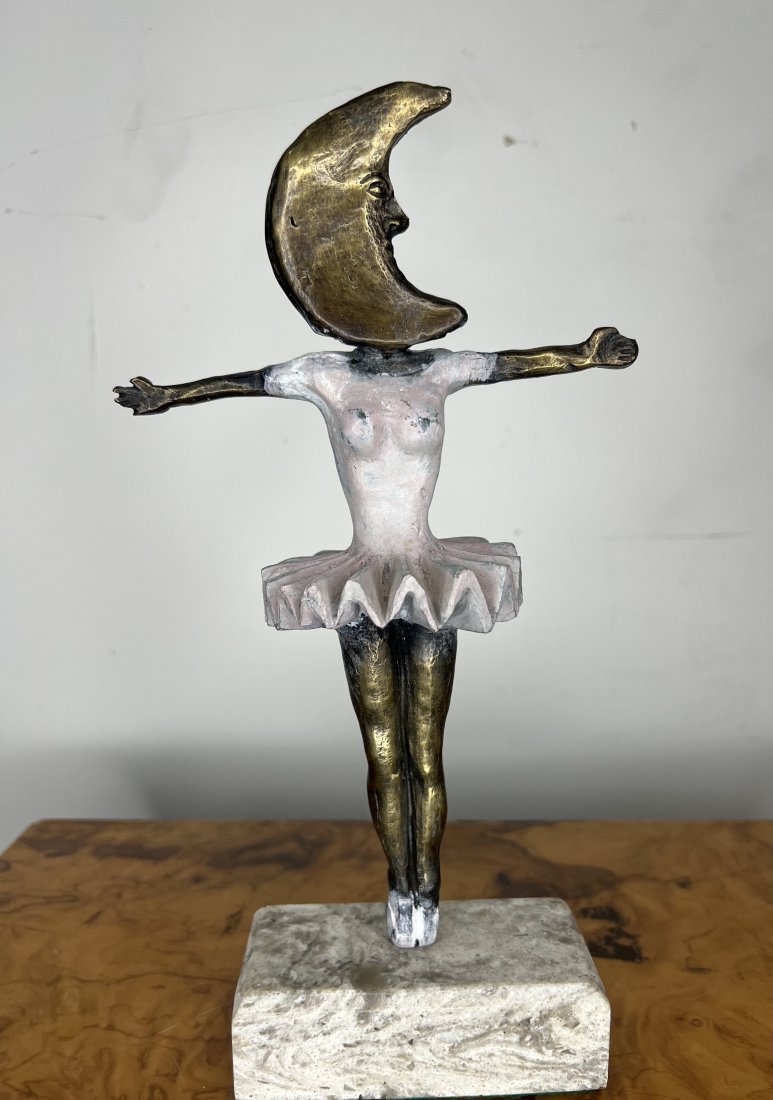 Sergio Bustamente- Modern Moon Bronze Sculpture (1 of 4)