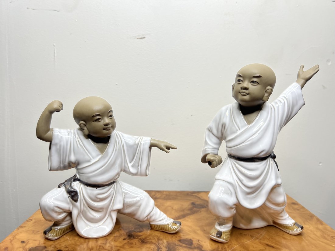 yixing zisha pottery Carved Buddhism temple buddhist monk Warrior Monk statue (1 of 2)