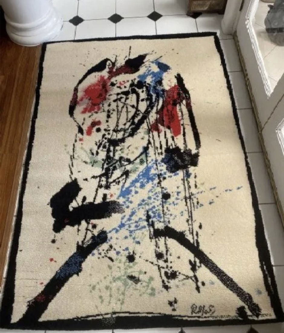 20th Century Robert Jacobsen Rug - Evolution: Beautiful and Extremely Artistic Vintage Scandinavian Ege Art Line Robert Jacobsen Rug, Artist Robert Jacobsen is best known for his abstract paintings and sculptural art. As part of the modernist mov