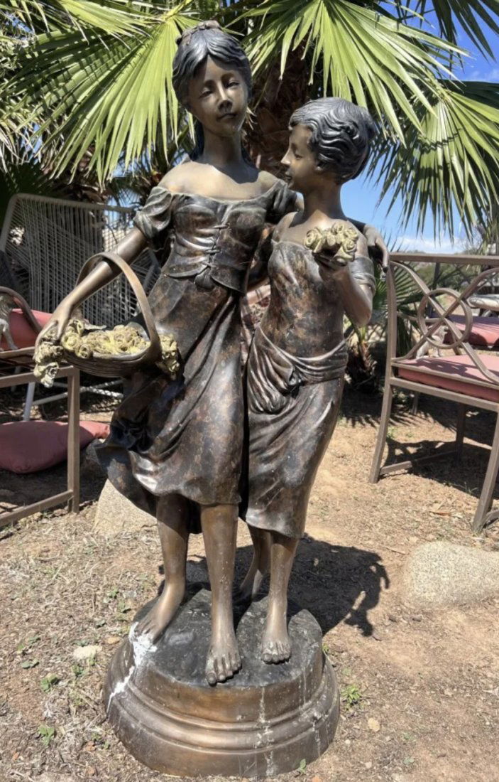 Life Size Bronze Sisters Statue: Measurements: 46 x 24